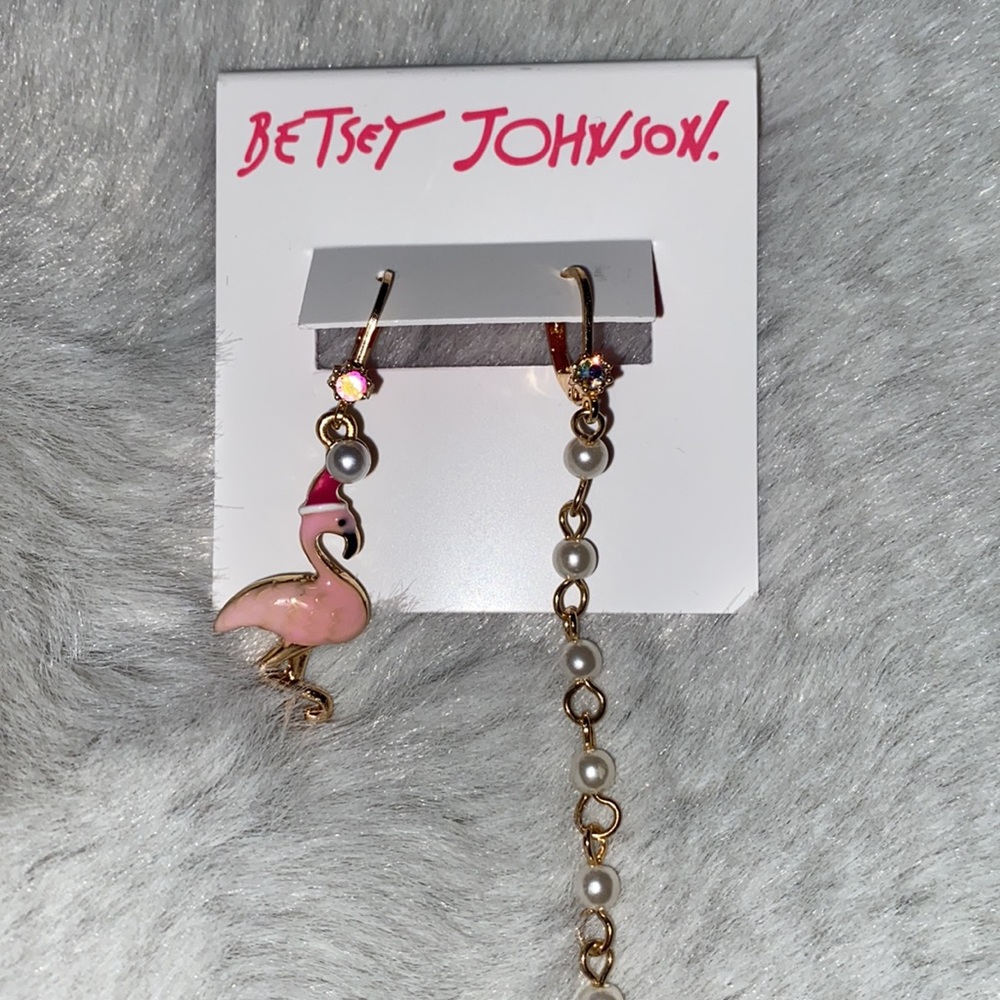 Betsey Johnson Short/Long Flamingo Earrings - Picture 8 of 9